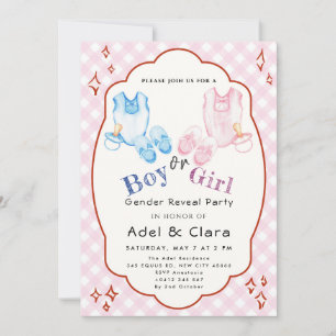 Pink & Blue Baby Shoes Theme Invitation