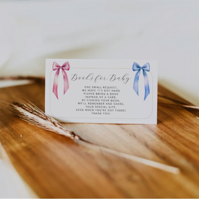 Pink Blue Baby Shower Books For Baby  Enclosure Card (Creator Uploaded)