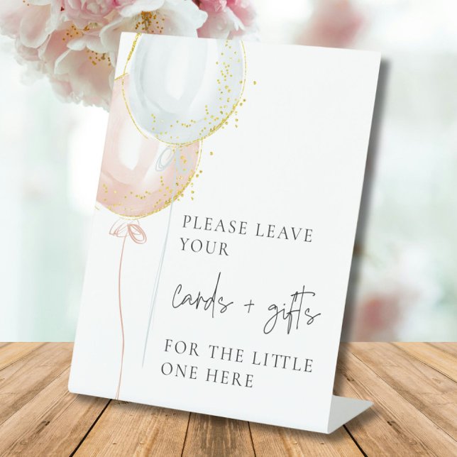 Pink & Blue Balloon Gender Reveal cards + gifts Pedestal Sign (Creator Uploaded)