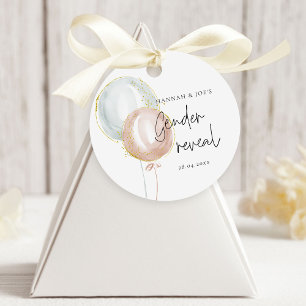 Pink & Blue Balloon Gender Reveal Favour Party Favour Tags