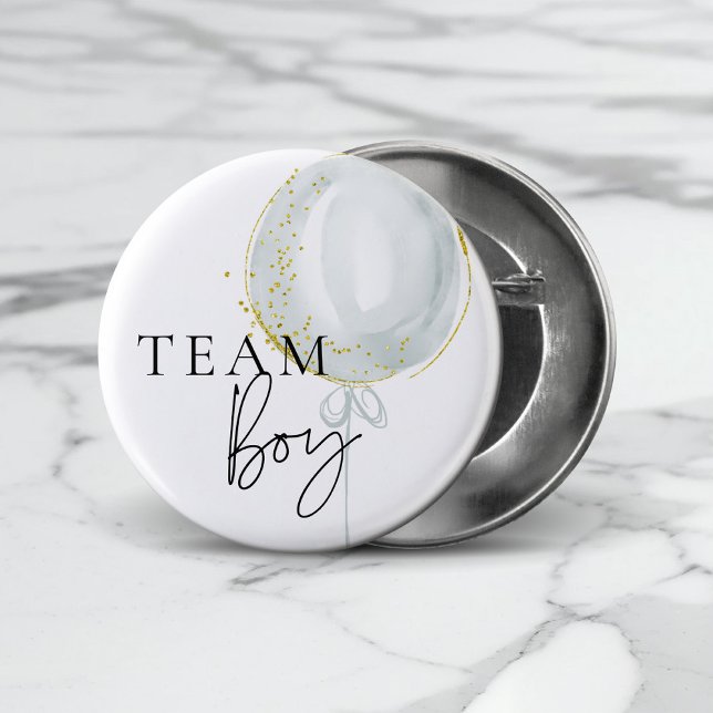 Pink & Blue Balloon Gender Reveal Team Boy 3 Cm Round Badge (Creator Uploaded)