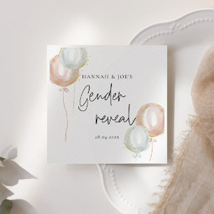 Pink & Blue Balloon Gender Reveal Team Boy Napkin