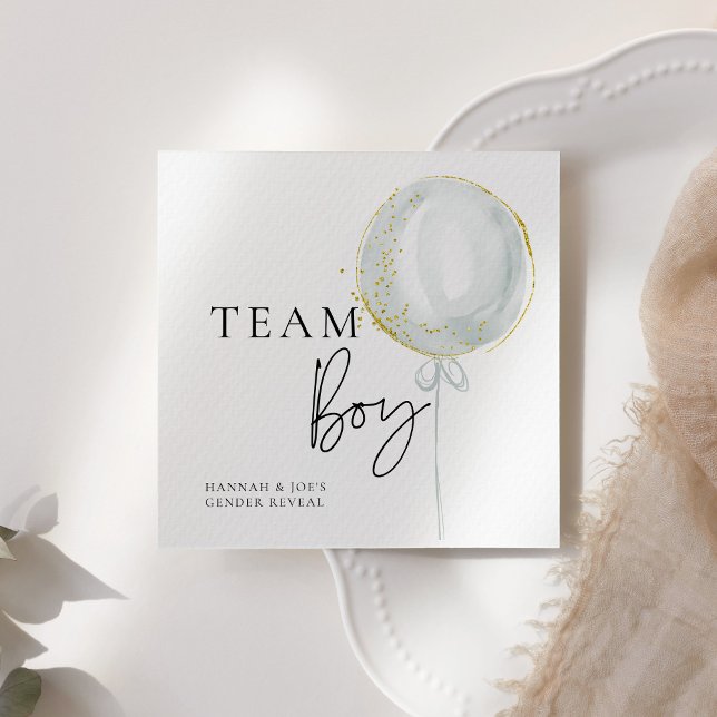 Pink & Blue Balloon Gender Reveal Team Boy Napkin (Creator Uploaded)