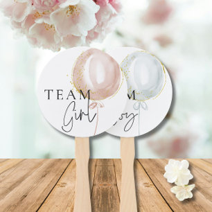 Pink & Blue Balloon Gender Reveal voting paddles Hand Fan