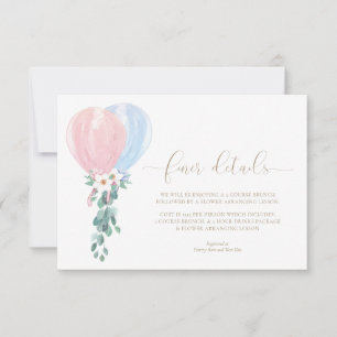 Pink Blue Balloons Baby Shower Finer Details Card