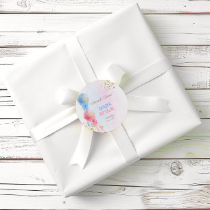 Pink Blue Balloons Gender Reveal Shower Thank You Classic Round Sticker