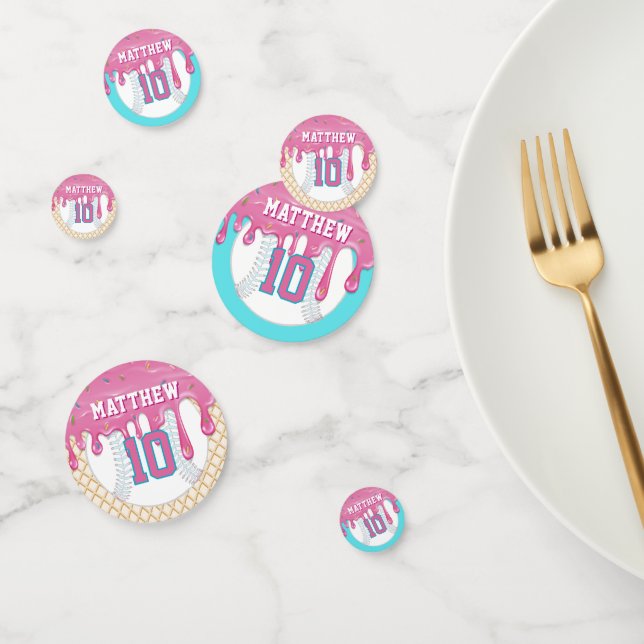 Pink & Blue Baseball Drip Confetti (Group)