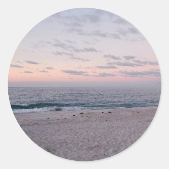 'Pink & Blue Beach at Dawn' Stickers (Front)