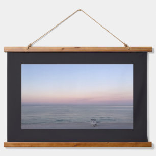 Pink Blue Beach Ocean Sunrise Hanging Tapestry