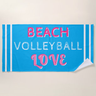 Pink Blue Beach Volleyball Love Towel