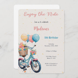 Pink & Blue Bike Birthday Invitation