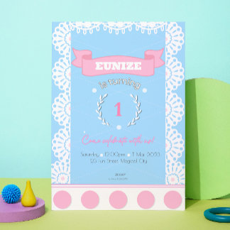 Pink Blue Birthday Invitation for Girls