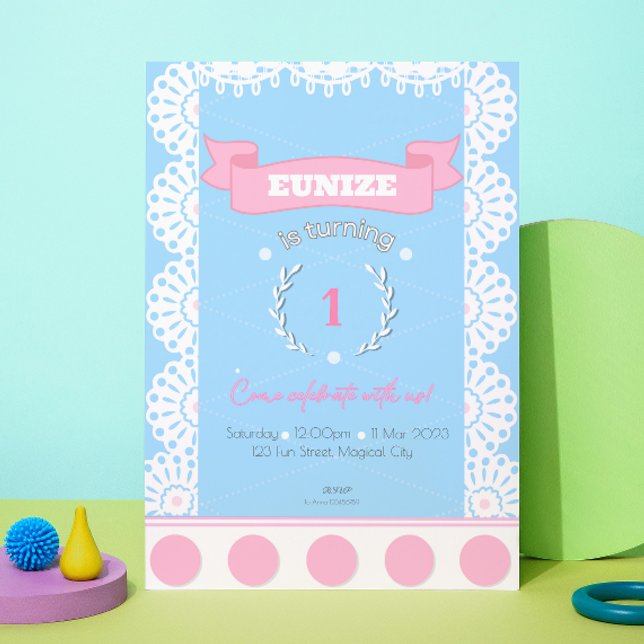 Pink Blue Birthday Invitation for Girls (Creator Uploaded)