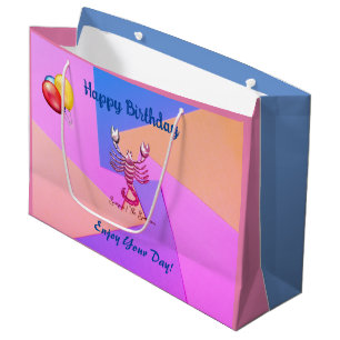 Pink, Blue Birthday Scorpio  Large Gift Bag