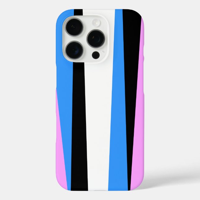 Pink, Blue, Black and White Stripe Design Case-Mate iPhone Case (Back)