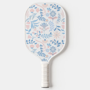 Pink blue boho floral cute trendy design pickleball paddle