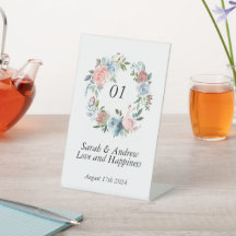 Pink Blue Boho Greenery Wreath Wedding Table 