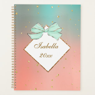 Pink & Blue Bow Personalized Planner