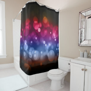 Pink, Blue & Brown Bokeh Circles Design Shower Curtain