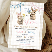 Pink Blue Bunny Floral Gender Reveal