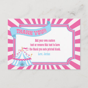 Pink, Blue   Carnival Thank You Cards