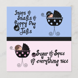 Pink Blue Carriage Gender Reveal Invitation