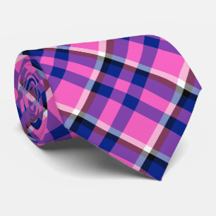 Pink Blue Chequered Neck Tie