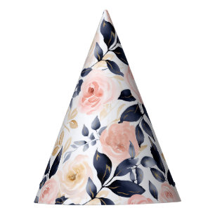 Pink Blue Chic Flowers Birthday Party Hat