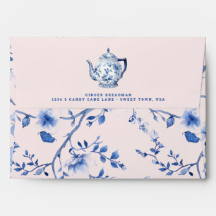 Pink & Blue Chinoiserie Floral Branch Envelope