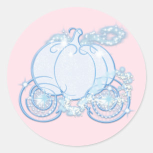 Pink & Blue Cinderella Princess Carriage Party Classic Round Sticker