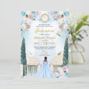 Pink & Blue Cinderella Princess Fairy Quinceanera Invitation