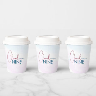 Pink Blue Cloud Nine Modern Bridal Shower Paper Cups