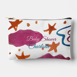 Pink blue clouds baby shower add name watercolor s accessory pouch