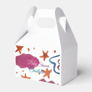 Pink blue clouds baby shower add name watercolor s favour box