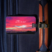 Pink blue coastal sunset photo script custom name