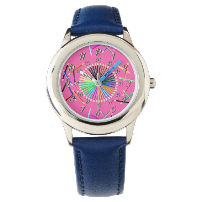 Pink Blue Colour Wheel Watch (Front)