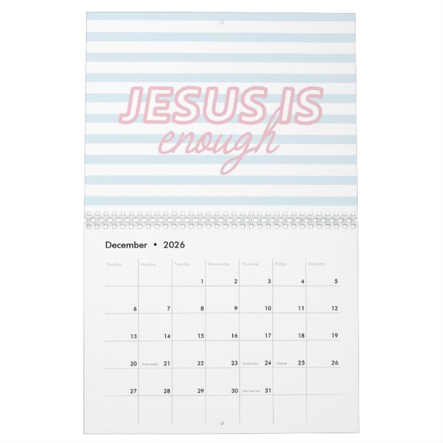 Pink Blue Coquette Christian Bible Quote Calendar (Dec 2026)