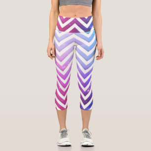 Pink & Blue Cosmic Chevron Galaxy Pattern Capri Leggings