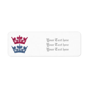 Pink Blue Crown Prince Princess Twins Labels
