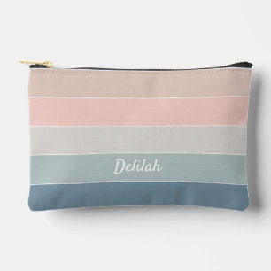 pink blue Custom Summer Colour Block Stripes Accessory Pouch