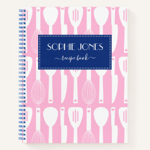 Pink Blue Cute Kitchen Utensils Pattern Notebook