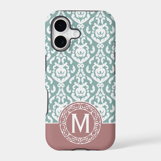 Pink Blue Damask Monogram (Back)