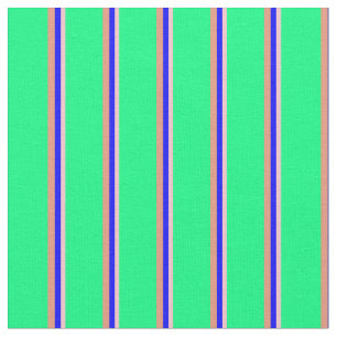 Pink, Blue, Dark Salmon & Green Striped Pattern Fabric
