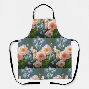 Pink Blue delicate flowers  Apron