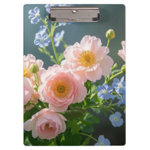 Pink Blue delicate flowers Clipboard