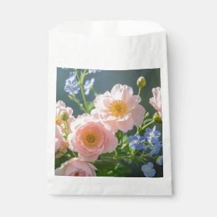 Pink Blue delicate flowers Favour Bag