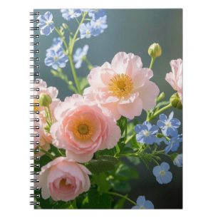 Pink Blue delicate flowers Notebook