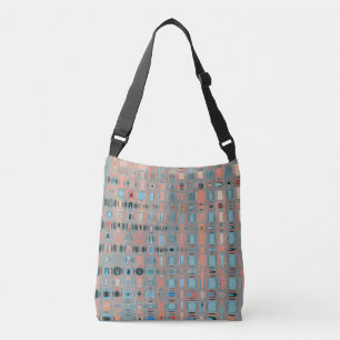 Pink Blue Earth Toned Pattern Crossbody Bag