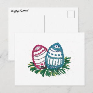 Pink & Blue Easter Eggs Postcard