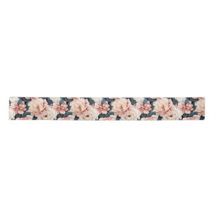 Pink Blue Elegant floral Pattern Blush Satin Ribbon